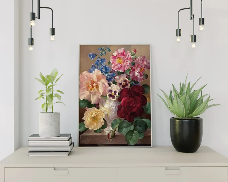 Diamond Painting Porträt Blumenstrauß
