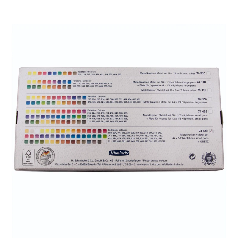 Schmincke | Horadam Aquarell Metallkasten 48 x 1/2 Näpfchen