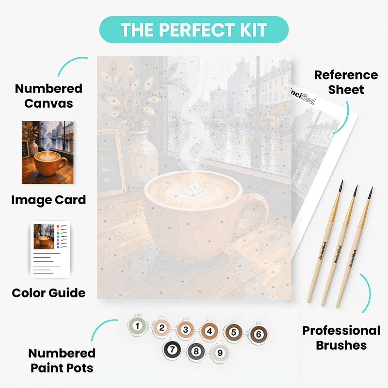 Rainy Window Latte - Paint by Numbers Kit