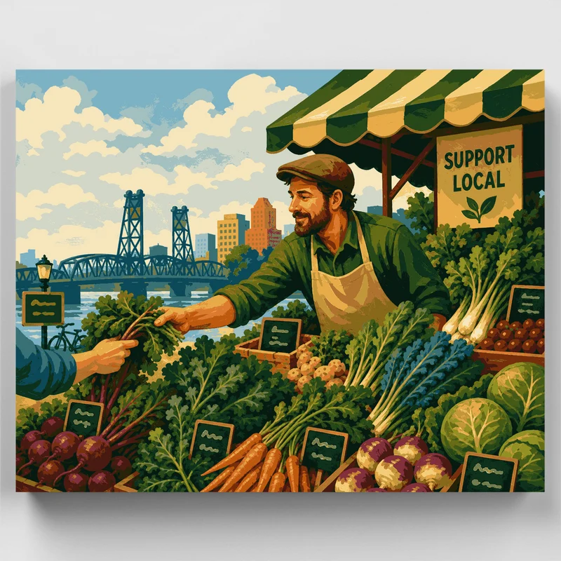 Riverside Farmers Stall - Paint by Numbers Kit