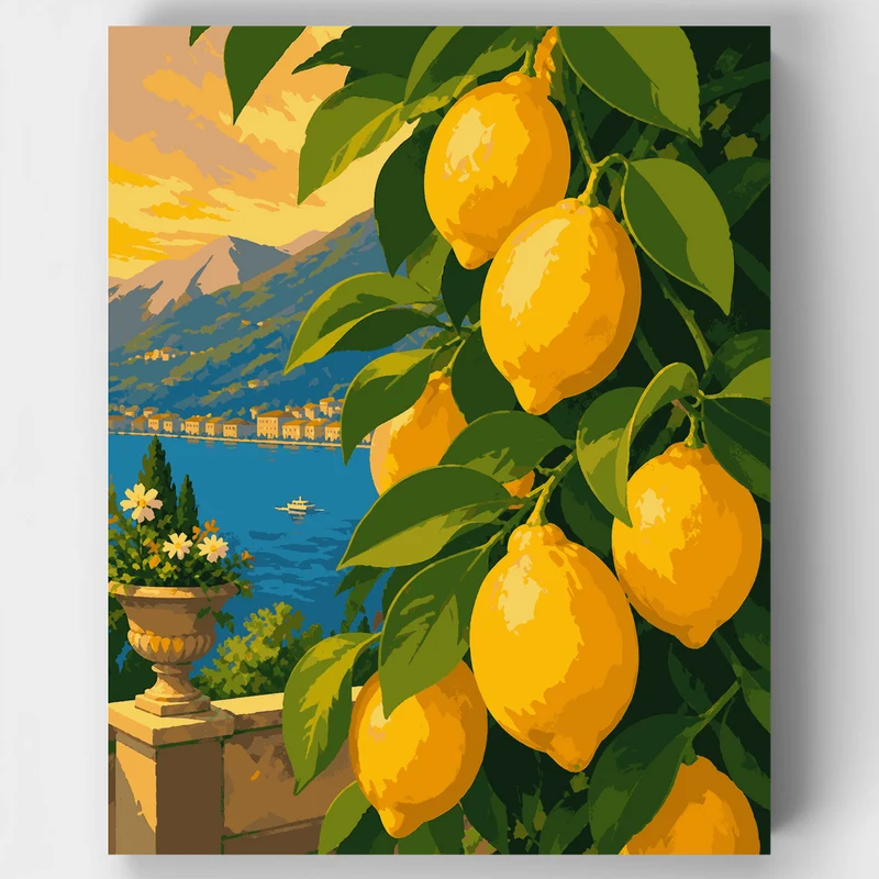 Sunlit Lemon Terrace - Paint by Numbers Kit