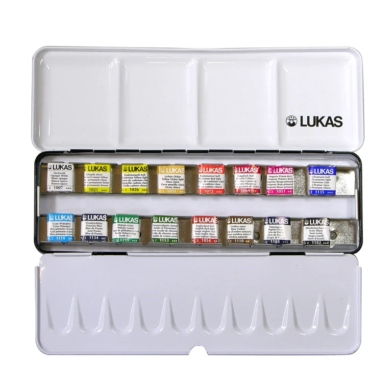 LUKAS Aquarell 1862 Set Metallkasten (16 halbe Näpfchen)