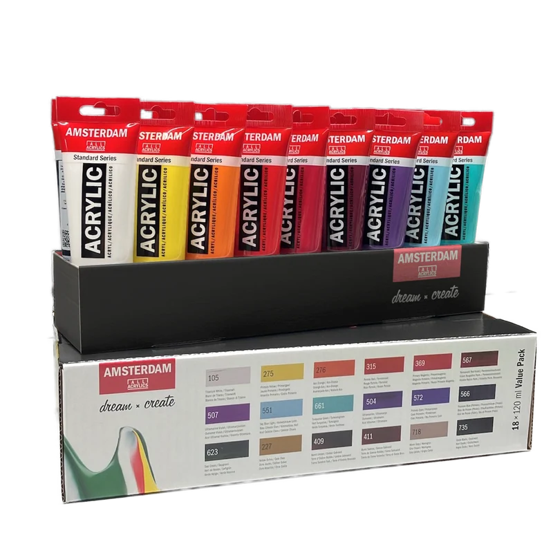 AMSTERDAM Acryl VALUE PACK Vorteilspaket 18x120ml