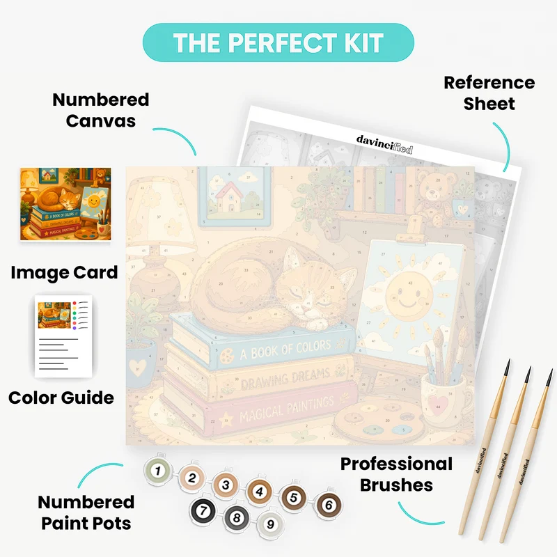 Sleepy Cat & Sunshine Painting - Paint by Numbers Kit