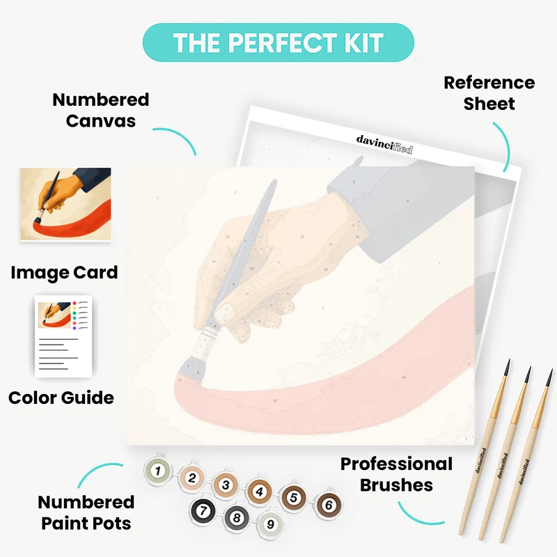 Coral Brushstroke Hand - Paint by Numbers Kit