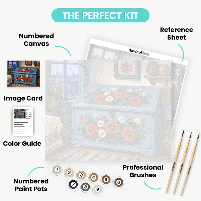 Zalipie Poppy Trunk - Paint by Numbers Kit