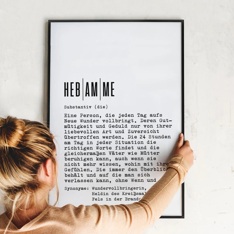 Definition Hebamme - personalisierbares Poster