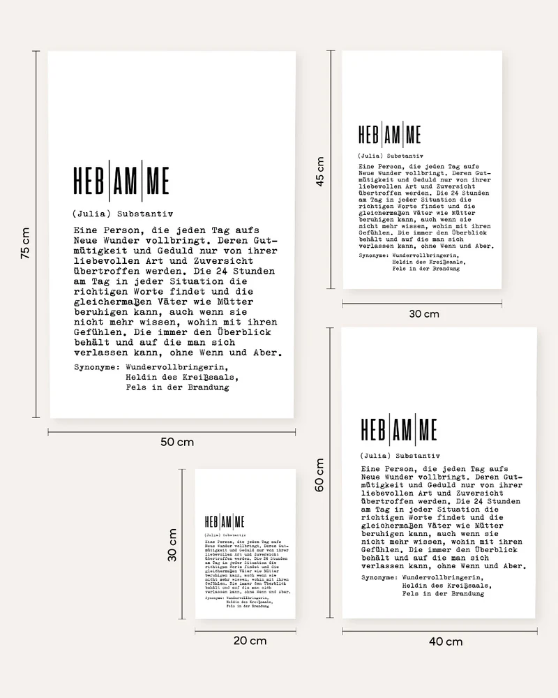 Definition Hebamme - personalisierbares Poster