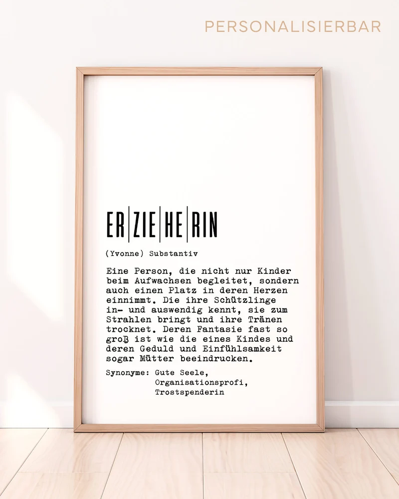 Definition Erzieherin - personalisierbares Poster