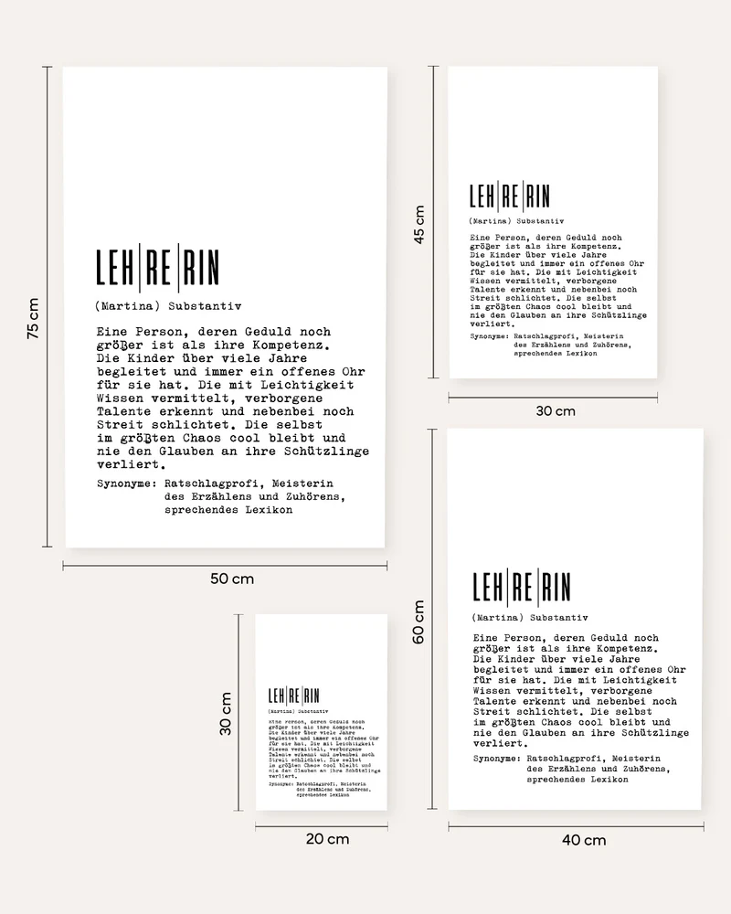 Definition Lehrerin - personalisierbares Poster