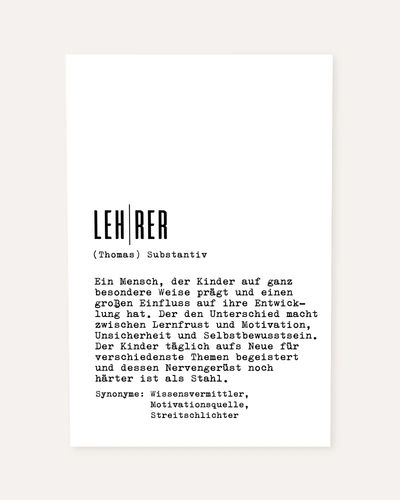 Definition Lehrer - personalisierbares Poster