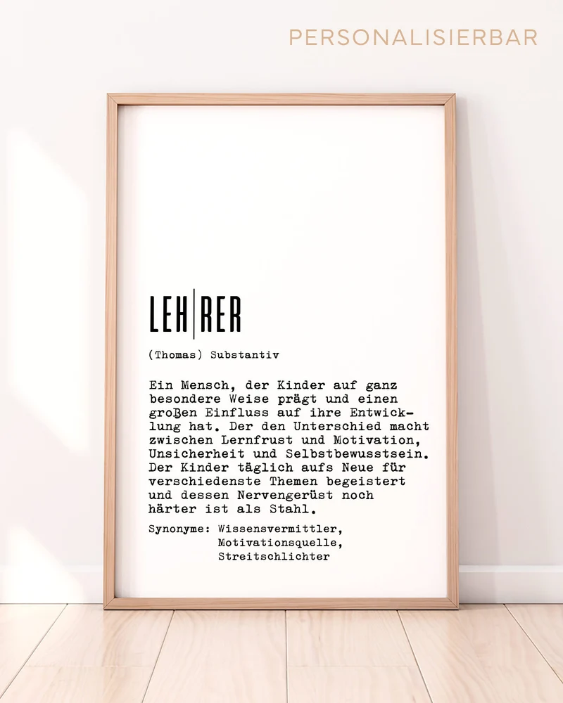 Definition Lehrer - personalisierbares Poster
