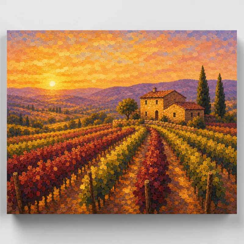 Golden Vineyard Rows - Paint by Numbers Kit