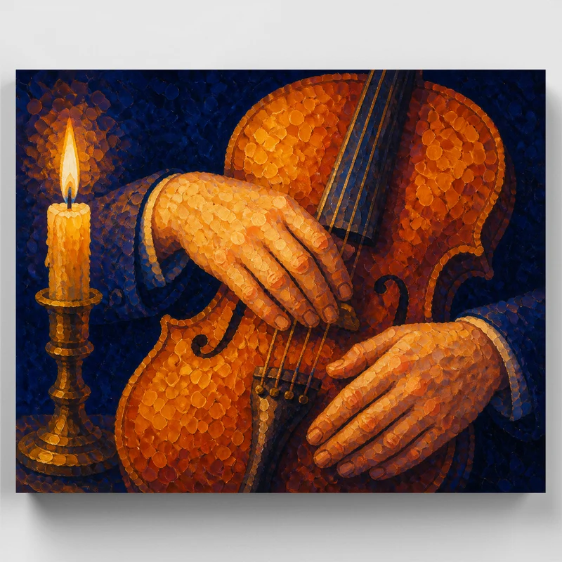 Candlelit Violin Hands - Paint by Numbers Kit