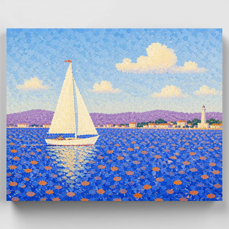 Solitary Sail, Cobalt Harbor - Paint by Numbers Kit