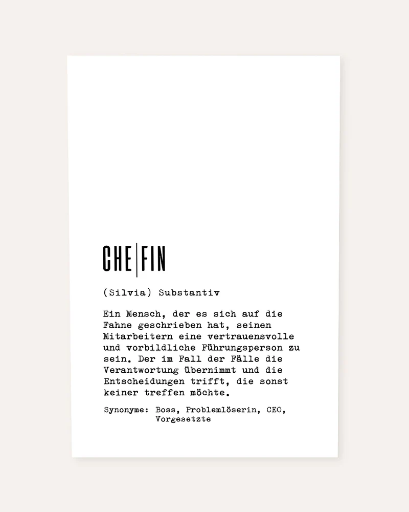 Definition Chefin - personalisierbares Poster