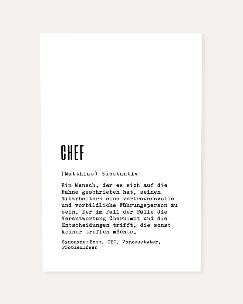 Definition Chef - personalisierbares Poster
