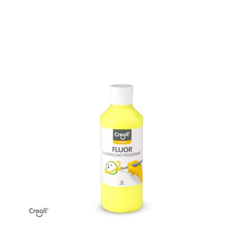 Creall | Fluor Plakatfarbe Fluoreszierend 250ml Wasserbasiert, neon-leuchtstark, hohe Deckkraft, misch- & wasserverdünnbar