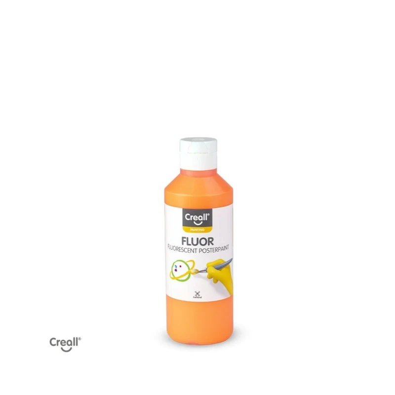 Creall | Fluor Plakatfarbe Fluoreszierend 250ml Wasserbasiert, neon-leuchtstark, hohe Deckkraft, misch- & wasserverdünnbar