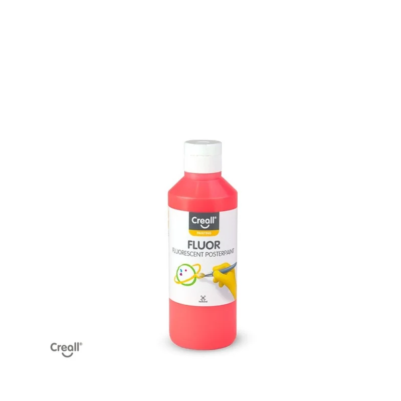 Creall | Fluor Plakatfarbe Fluoreszierend 250ml Wasserbasiert, neon-leuchtstark, hohe Deckkraft, misch- & wasserverdünnbar