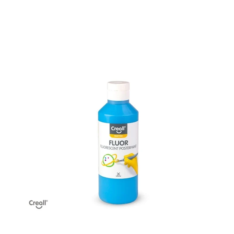 Creall | Fluor Plakatfarbe Fluoreszierend 250ml Wasserbasiert, neon-leuchtstark, hohe Deckkraft, misch- & wasserverdünnbar