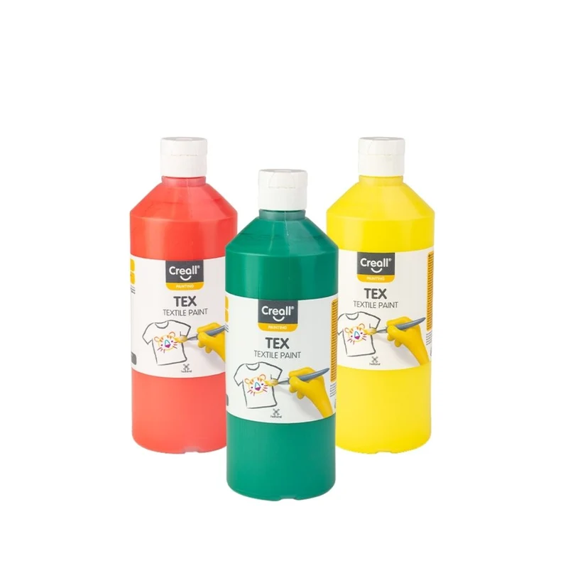 Creall | Tex Stoffmalfarbe 500ml Flasche Gebrauchsfertig, Lichtecht & waschbar bis 30 °C, für Natur- & Synthetikstoffe