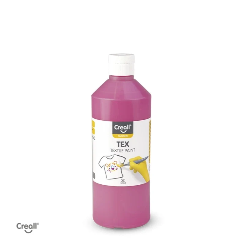 Creall | Tex Stoffmalfarbe 500ml Flasche Gebrauchsfertig, Lichtecht & waschbar bis 30 °C, für Natur- & Synthetikstoffe