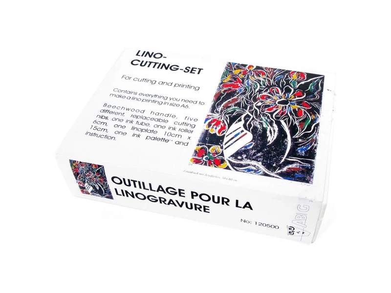ABIG | Lino Linolschnitt Set komplett mit Werkzeug, Farbe & Linolplatte