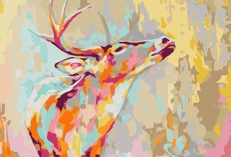 Malen nach Zahlen Hirsch mit heiteren Farben