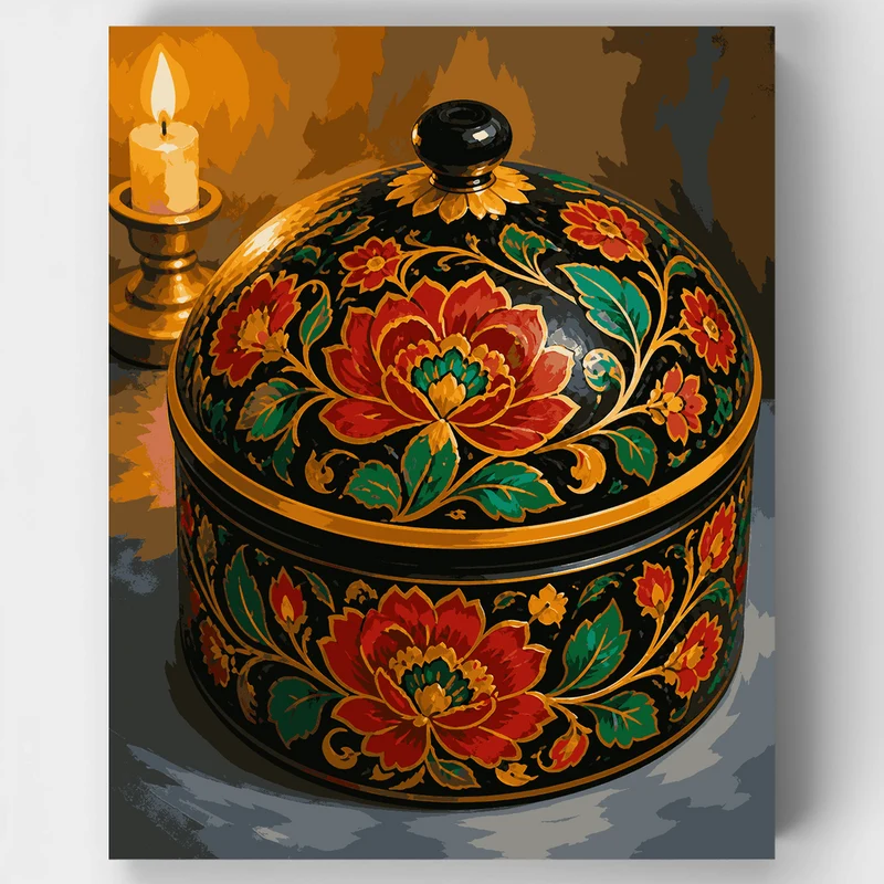Kashmiri Lacquer Box - Paint by Numbers Kit