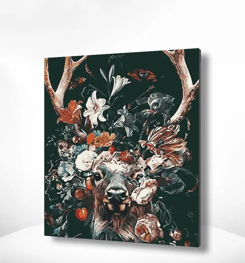 Malen nach Zahlen Hirsch mit Blumen