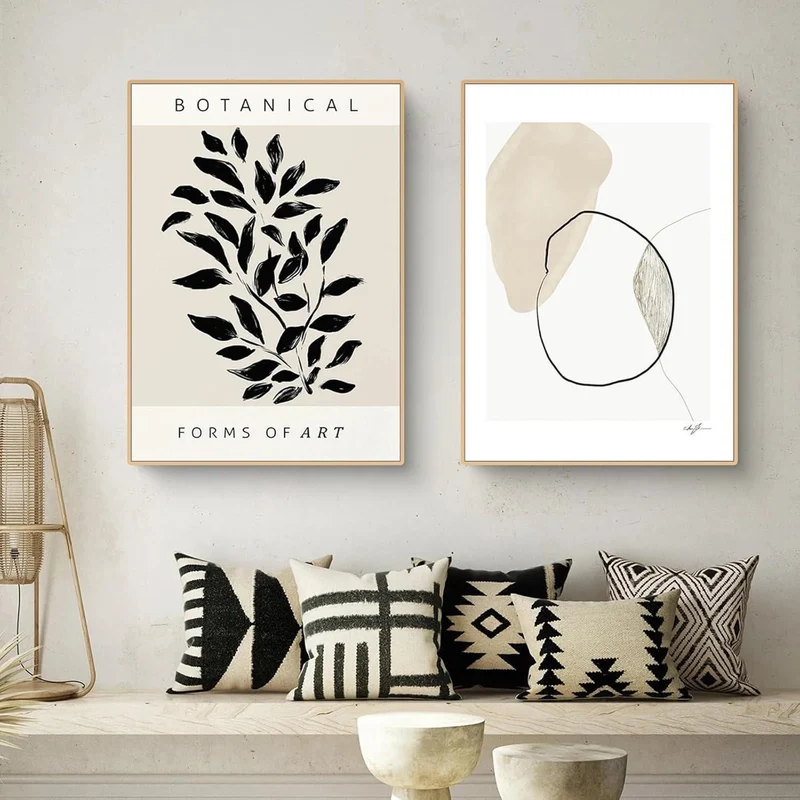 Poster 2er Set Abstrakt Geometrisch Pflanzen 30x40 cm