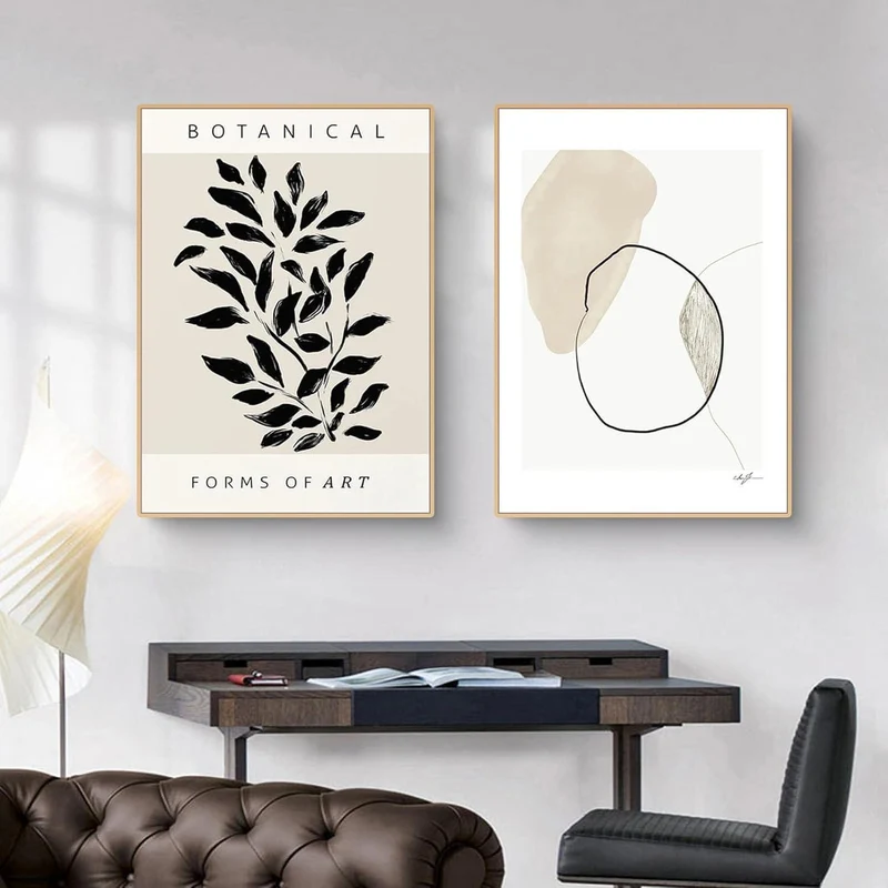 Poster 2er Set Abstrakt Geometrisch Pflanzen 30x40 cm