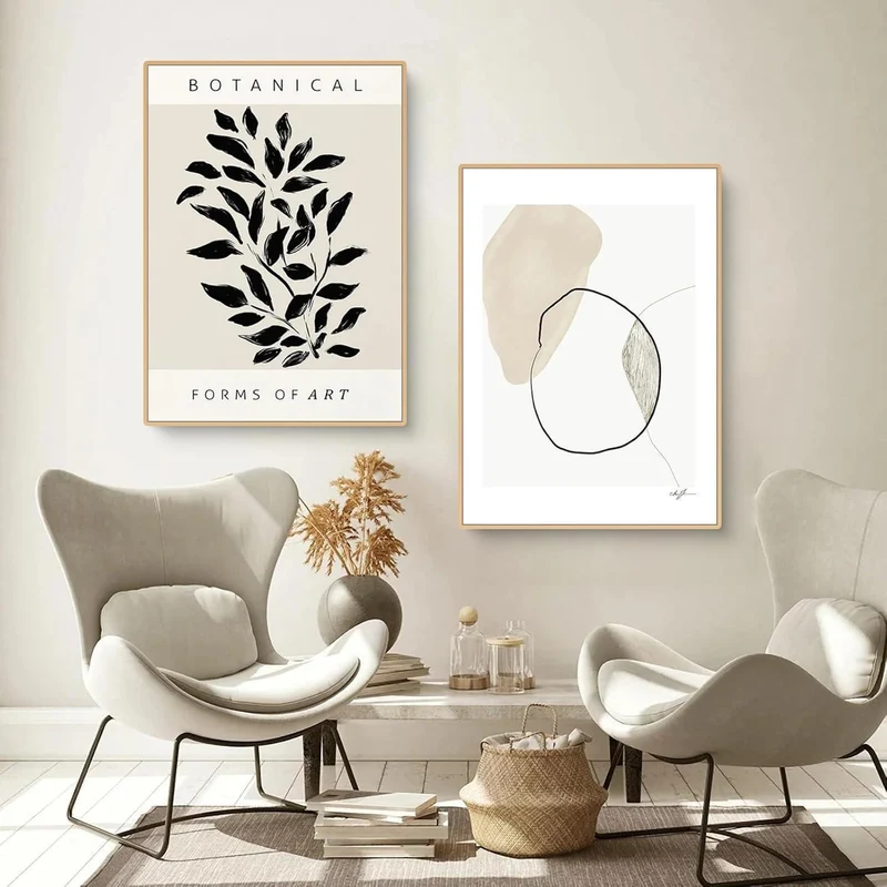 Poster 2er Set Abstrakt Geometrisch Pflanzen 30x40 cm