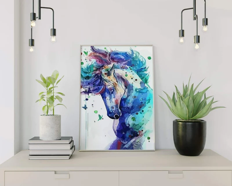 Malen nach Zahlen Blaues Pferd