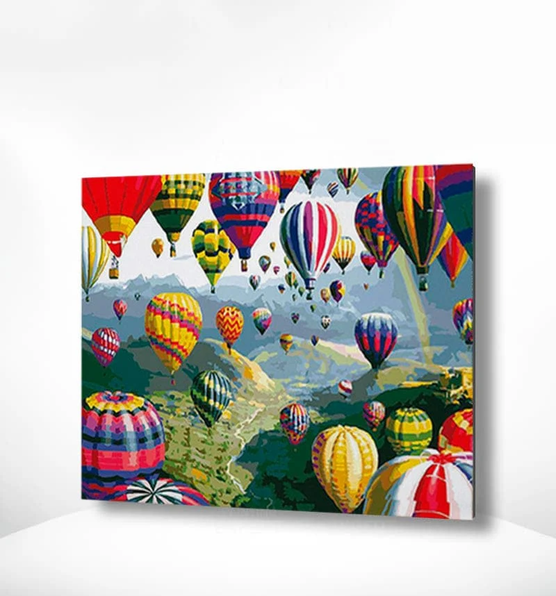 Malen nach Zahlen Farbige Heißluftballons