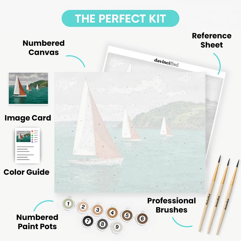 Rust-Red Sails Regatta - Paint by Numbers Kit