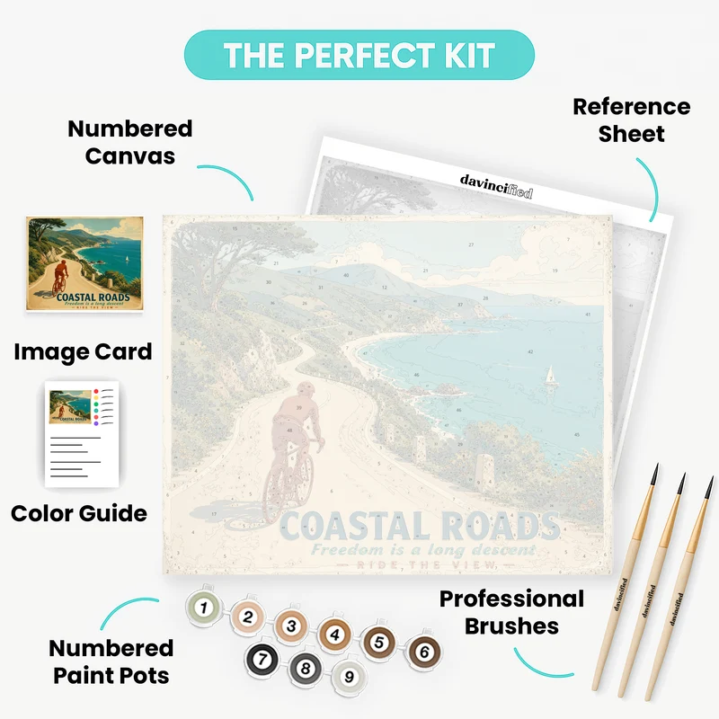 Coastal Descent Cyclist - Paint by Numbers Kit