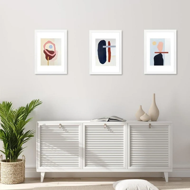 Weißer Bilderrahmen A4 3er-Set Passepartout Wandmontage