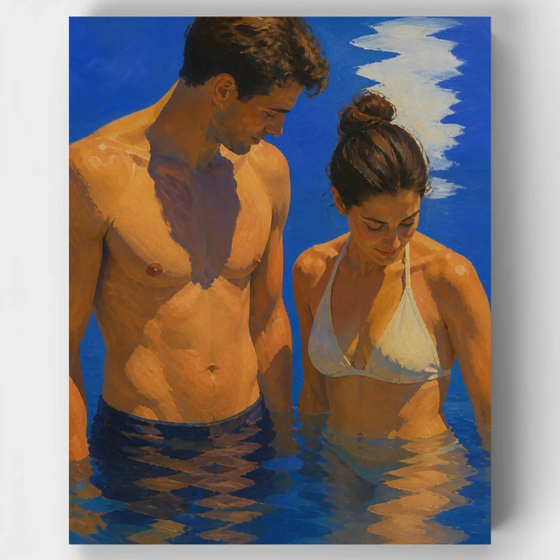 Sunlit Wading Couple - Paint by Numbers Kit