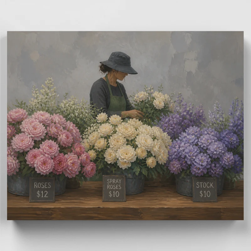 Flower Market Stall - Paint by Numbers Kit