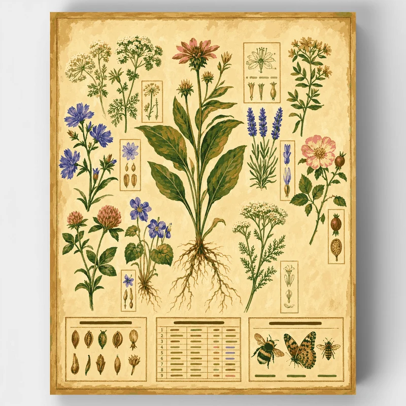 Vintage Wildflower Field Guide - Paint by Numbers Kit