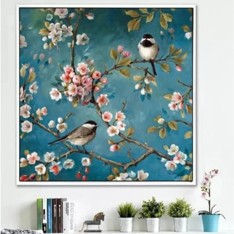 Malen nach Zahlen Vögel mit Blumen