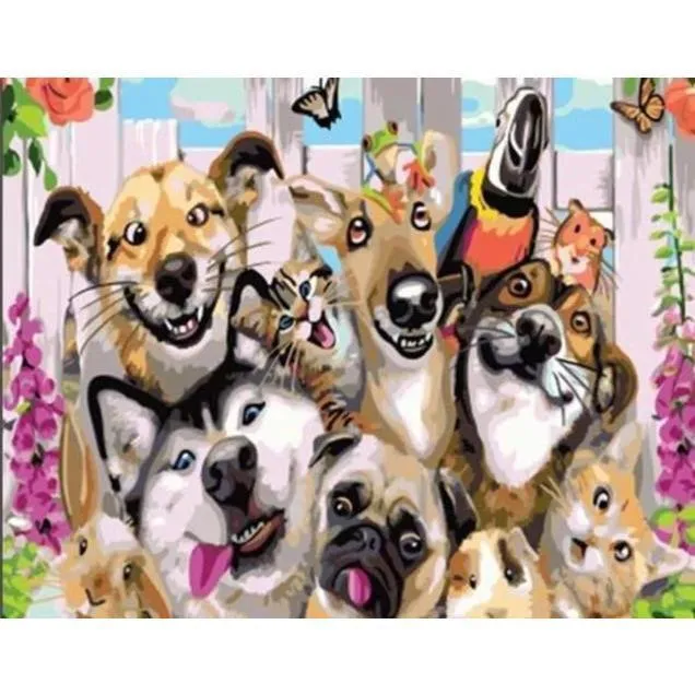 Malen nach Zahlen Selfie-Hunde
