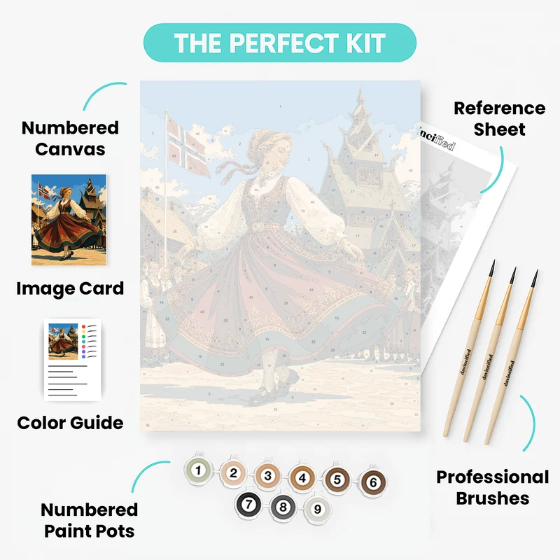 Norwegian Folk Dancer - Paint by Numbers Kit