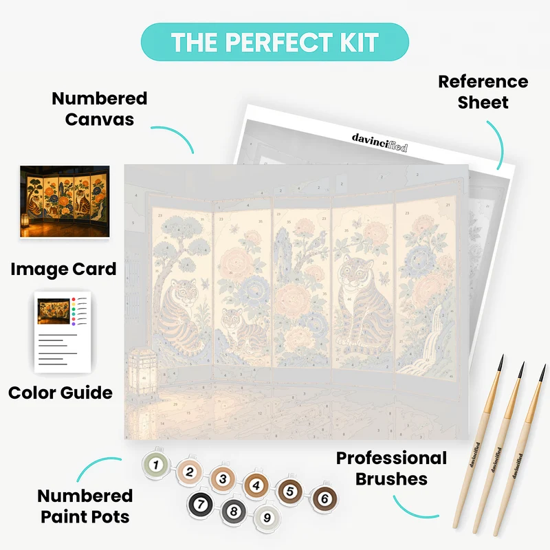 Korean Tiger Folding Screen - Paint by Numbers Kit