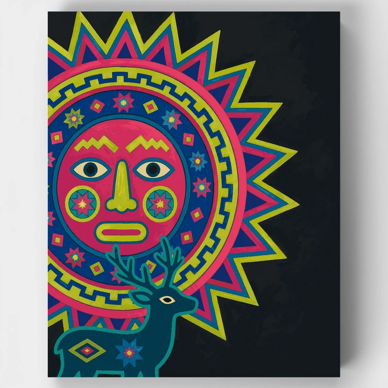 Huichol Sun Deer - Paint by Numbers Kit