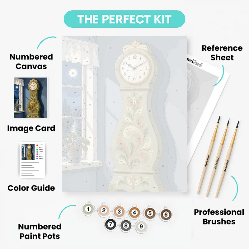 Dalarna Kurbits Clock - Paint by Numbers Kit