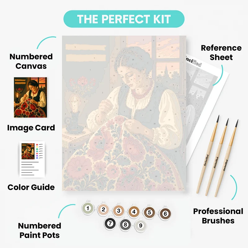 Hungarian Embroiderer's Candlelight - Paint by Numbers Kit