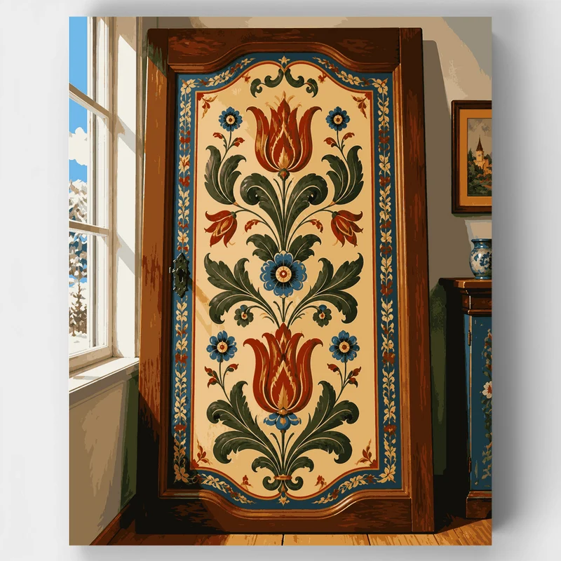 Bauernmalerei Tulip Cabinet - Paint by Numbers Kit